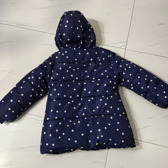 Girls Polka Dot Puffer and Fleece Jacket (size 10) - Picture 4 of 11